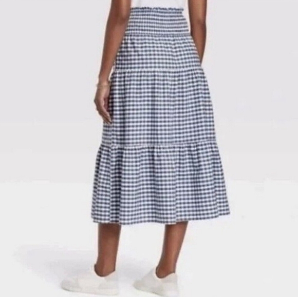 Universal Thread Women Blue and White Gingham Tiered Midi Skirt Plus Size 4X NWT - Picture 4 of 9